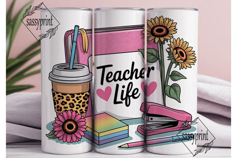 Teacher Life 20oz Tumbler Wrap Sublimation sassyprint 