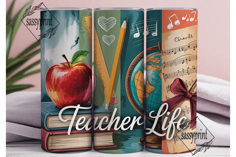 Teacher Life 20oz Tumbler Wrap Sublimation sassyprint 