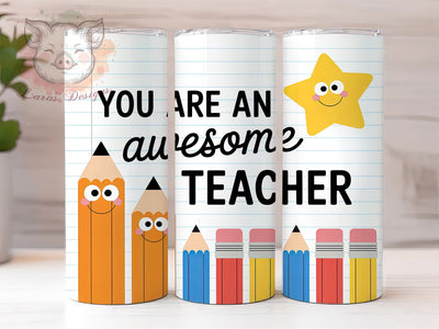 Teacher Life Awesome Quote 20oz Tumbler Wrap, Awesome Teacher, Teacher Quote, Teacher Appreciation, School Theme, 20oz Tumbler Wrap, Sublimation PNG Sublimation Lara' s Designs 