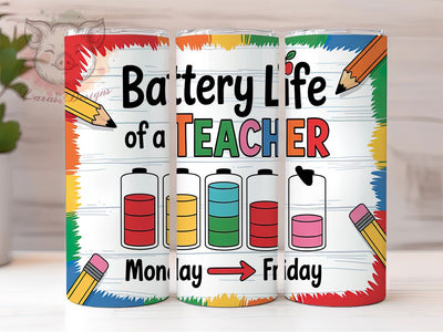 Teacher Life Battery 20oz Tumbler Wrap, Battery Life Design, 20oz Tumbler Wrap, Teacher Gift, Coffee Lover, Teacher Life, School Tumbler Sublimation Lara' s Designs 