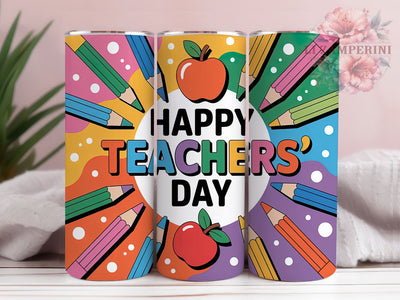 Teacher Life Happy Day 20oz Tumbler Wrap, Happy Teachers Day, Teacher Appreciation, School Theme, Education Design, 20oz Tumbler Wrap, Sublimation PNG Sublimation Li Zamperini 