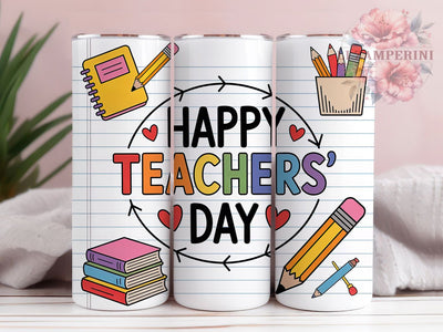 Teacher Life Happy Pencil 20oz Tumbler Wrap, Happy Teachers Day, Yellow Pencil, Pink Eraser, Teacher Appreciation, 20oz Tumbler Wrap, Sublimation PNG Sublimation Li Zamperini 