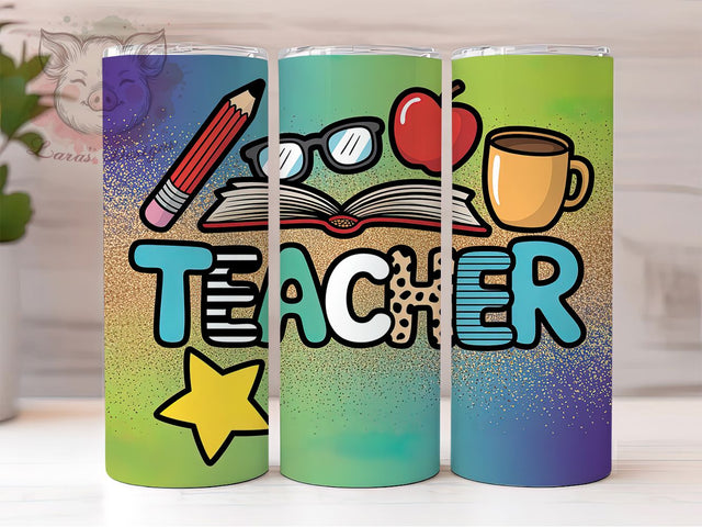 Teacher Life Quote School Theme 20oz Tumbler Wrap, Teacher Appreciation, Single Canvas, Teacher Quote, School Theme, 20oz Tumbler Wrap, Sublimation PNG Sublimation Lara' s Designs 