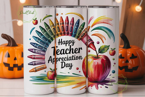 Teacher Life Rainbow Apple 20oz Tumbler Sublimation PixelChick 