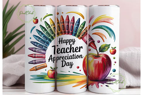 Teacher Life Rainbow Apple 20oz Tumbler Sublimation PixelChick 