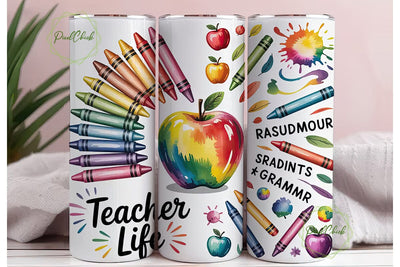 Teacher Life Rainbow Apple 20oz Tumbler Sublimation PixelChick 