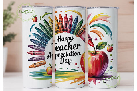 Teacher Life Rainbow Apple 20oz Tumbler Sublimation PixelChick 