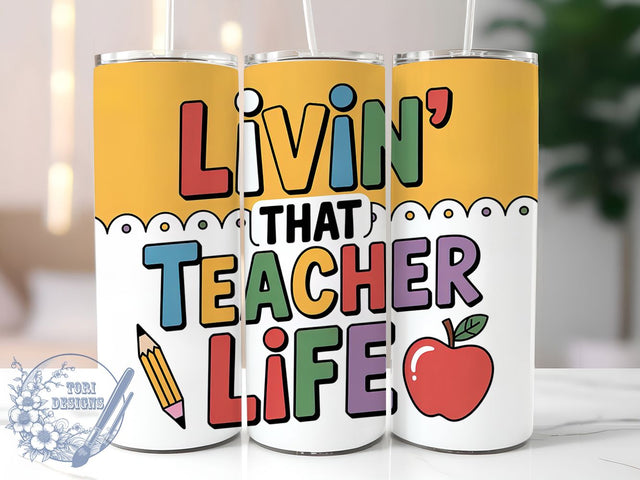 Teacher Lifestyle 20oz Tumbler, Lifestyle Wrap, Sublimation Gift, Educator Mug, 20oz Tumbler Design, Teacher Life Quote, Classroom Theme Sublimation ToriDesigns 