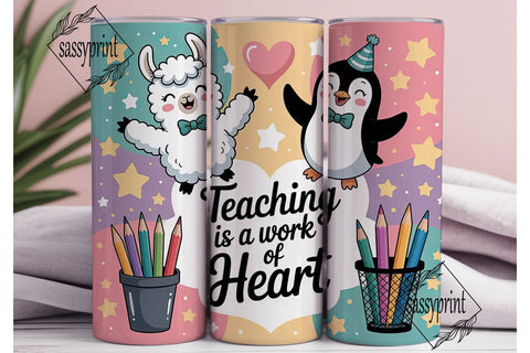 Teacher Llama & Penguin 20oz Tumbler Sublimation sassyprint 