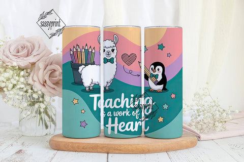 Teacher Llama & Penguin 20oz Tumbler Sublimation sassyprint 