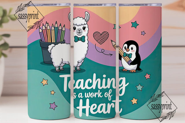 Teacher Llama & Penguin 20oz Tumbler Sublimation sassyprint 