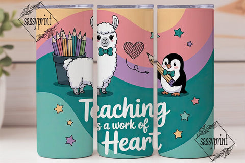 Teacher Llama & Penguin 20oz Tumbler Sublimation sassyprint 