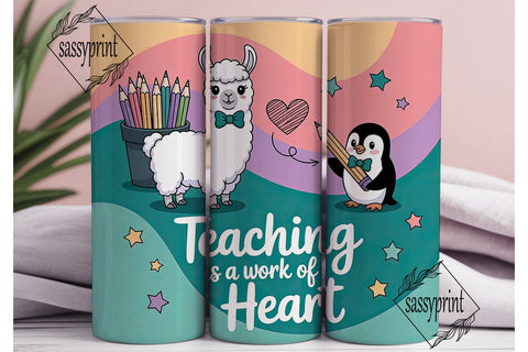 Teacher Llama & Penguin 20oz Tumbler Sublimation sassyprint 
