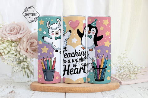 Teacher Llama & Penguin 20oz Tumbler Sublimation sassyprint 