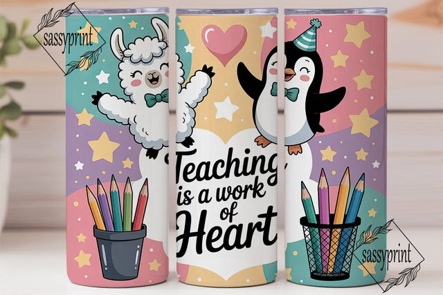Teacher Llama & Penguin 20oz Tumbler Sublimation sassyprint 