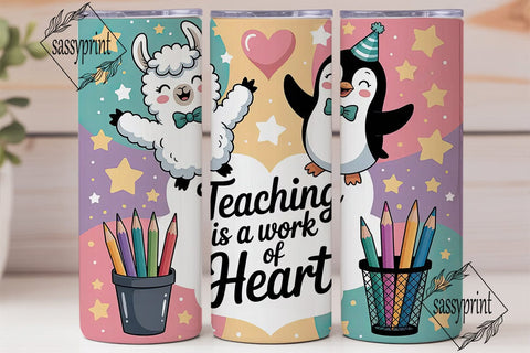 Teacher Llama & Penguin 20oz Tumbler Sublimation sassyprint 