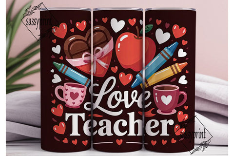 Teacher Love 20oz Tumbler Wrap Sublimation sassyprint 