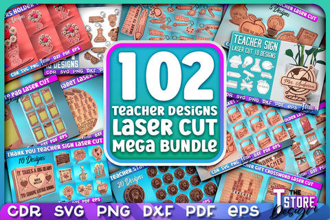 Teacher Mega Laser Cut SVG Bundle | School Megabundle | Mega Engraving SVG | CNC Files | Laser Cut Designs | Mega Bundle Laser Cut SVG Design SVG The T Store Design 