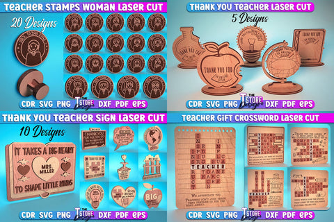 Teacher Mega Laser Cut SVG Bundle | School Megabundle | Mega Engraving SVG | CNC Files | Laser Cut Designs | Mega Bundle Laser Cut SVG Design SVG The T Store Design 