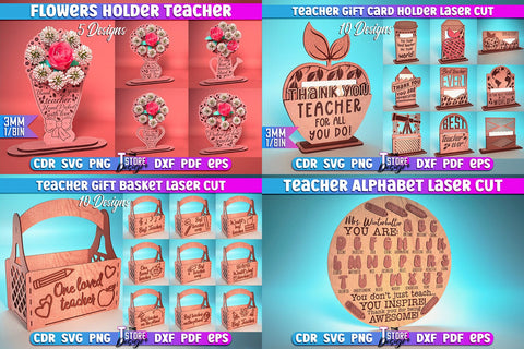 Teacher Mega Laser Cut SVG Bundle | School Megabundle | Mega Engraving SVG | CNC Files | Laser Cut Designs | Mega Bundle Laser Cut SVG Design SVG The T Store Design 