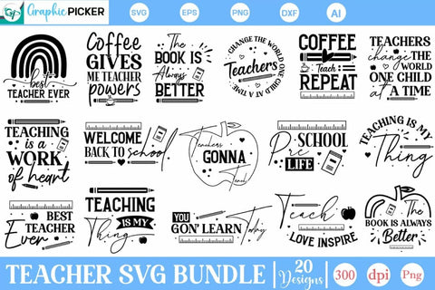 Teacher Mega SVG Bundle, Back to School Mega Bundle, 100 Days of School SVG BUNDLE SVG DesignPlante 503 