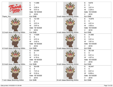 Teacher Mind Embroidery Design – Apple Pencil Floral Teacher Appreciation Machine Embroidery File Embroidery/Applique DESIGNS PatternFeed8 
