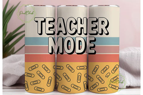 Teacher Mode 20oz Tumbler Wrap Sublimation PixelChick 