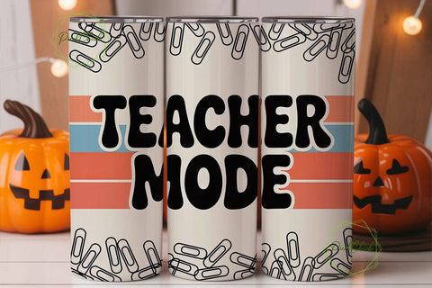 Teacher Mode 20oz Tumbler Wrap Sublimation PixelChick 