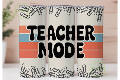 Teacher Mode 20oz Tumbler Wrap Sublimation PixelChick 