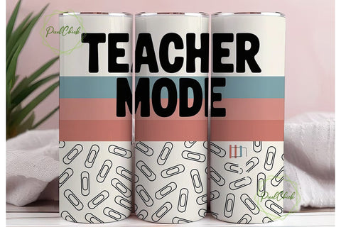 Teacher Mode 20oz Tumbler Wrap Sublimation PixelChick 