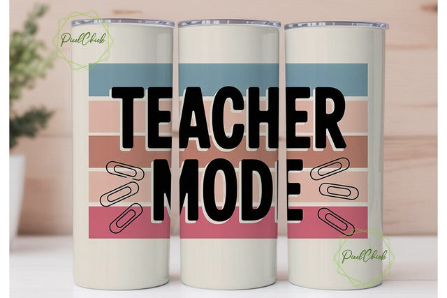 Teacher Mode 20oz Tumbler Wrap Sublimation PixelChick 