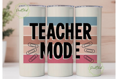 Teacher Mode 20oz Tumbler Wrap Sublimation PixelChick 