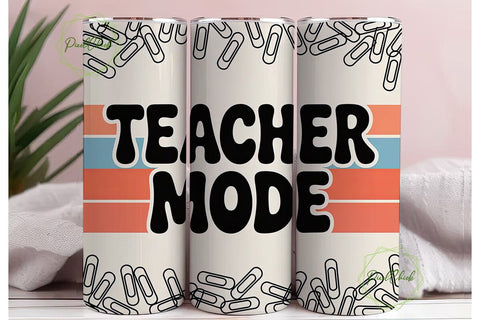 Teacher Mode 20oz Tumbler Wrap Sublimation PixelChick 