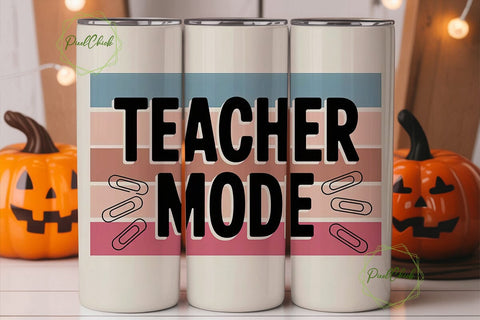 Teacher Mode 20oz Tumbler Wrap Sublimation PixelChick 