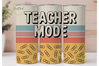 Teacher Mode 20oz Tumbler Wrap Sublimation PixelChick 