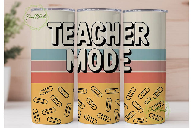 Teacher Mode 20oz Tumbler Wrap Sublimation PixelChick 