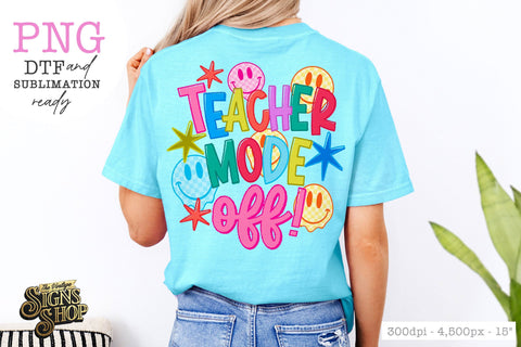 Teacher Mode Off PNG, Retro Doodle Teacher Design Sublimation The Vintage Signs Shop 