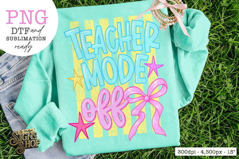 Teacher Mode Off PNG, Retro Smiley Teacher Design Sublimation The Vintage Signs Shop 