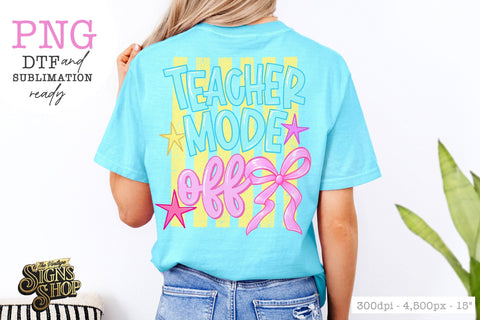 Teacher Mode Off PNG, Retro Smiley Teacher Design Sublimation The Vintage Signs Shop 