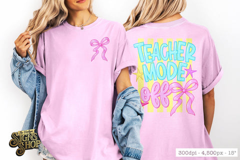 Teacher Mode Off PNG, Retro Smiley Teacher Design Sublimation The Vintage Signs Shop 