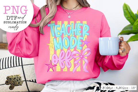 Teacher Mode Off PNG, Retro Smiley Teacher Design Sublimation The Vintage Signs Shop 