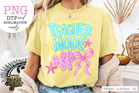 Teacher Mode Off PNG, Retro Smiley Teacher Design Sublimation The Vintage Signs Shop 