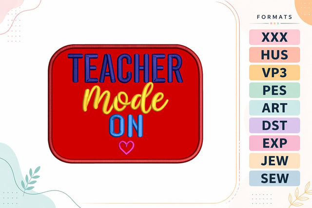 Teacher Mode On Applique Back To School Embroidery Design Embroidery/Applique DESIGNS sg embroidery 