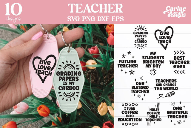 Teacher Motel Keychain SVG Bundle SVG Carla C Designs 