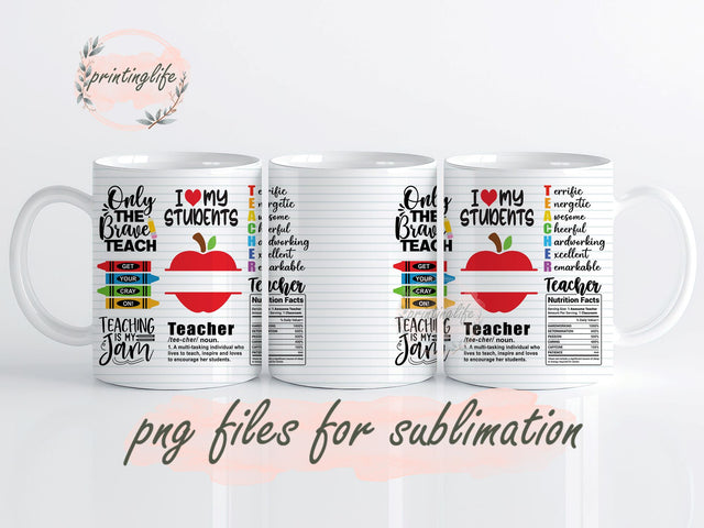 Teacher Mug Wrap Design, Instant Digital Design Download Mug Wrap Design, Mug Design PNG Sublimation PrintingLife 