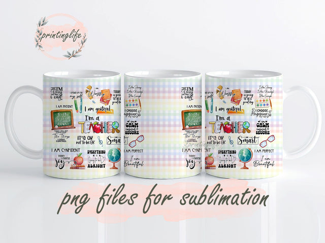 Teacher Mug Wrap Design, Instant Digital Design Download Mug Wrap Design, Mug Design PNG Sublimation PrintingLife 