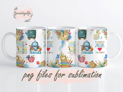 Teacher Mug Wrap PNG Sublimation Design Mug Wrap for Teacher Back To School Design Sublimation PrintingLife 