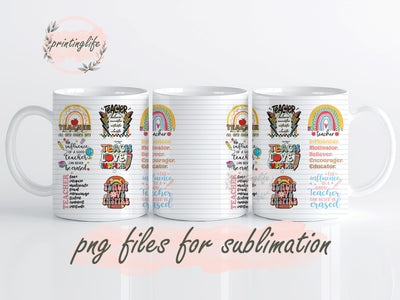 Teacher Mug Wrap PNG Sublimation Design Mug Wrap for Teacher Back To School Design Sublimation PrintingLife 