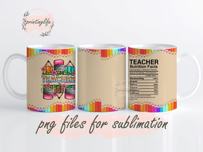 Teacher Mug Wrap PNG Sublimation Design Mug Wrap for Teacher Back To School Design Sublimation PrintingLife 