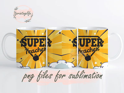 Teacher Mug Wrap PNG Sublimation Design Mug Wrap for Teacher Back To School Design Sublimation PrintingLife 